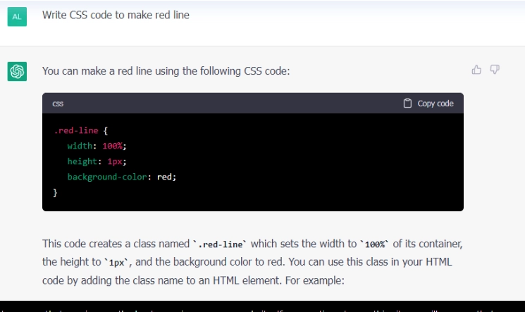 write red line css code