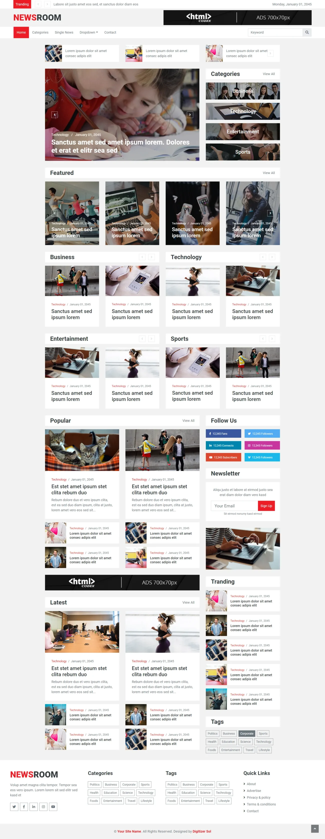 Bootstrap Magazine Template digitizer sol WordPress Themes