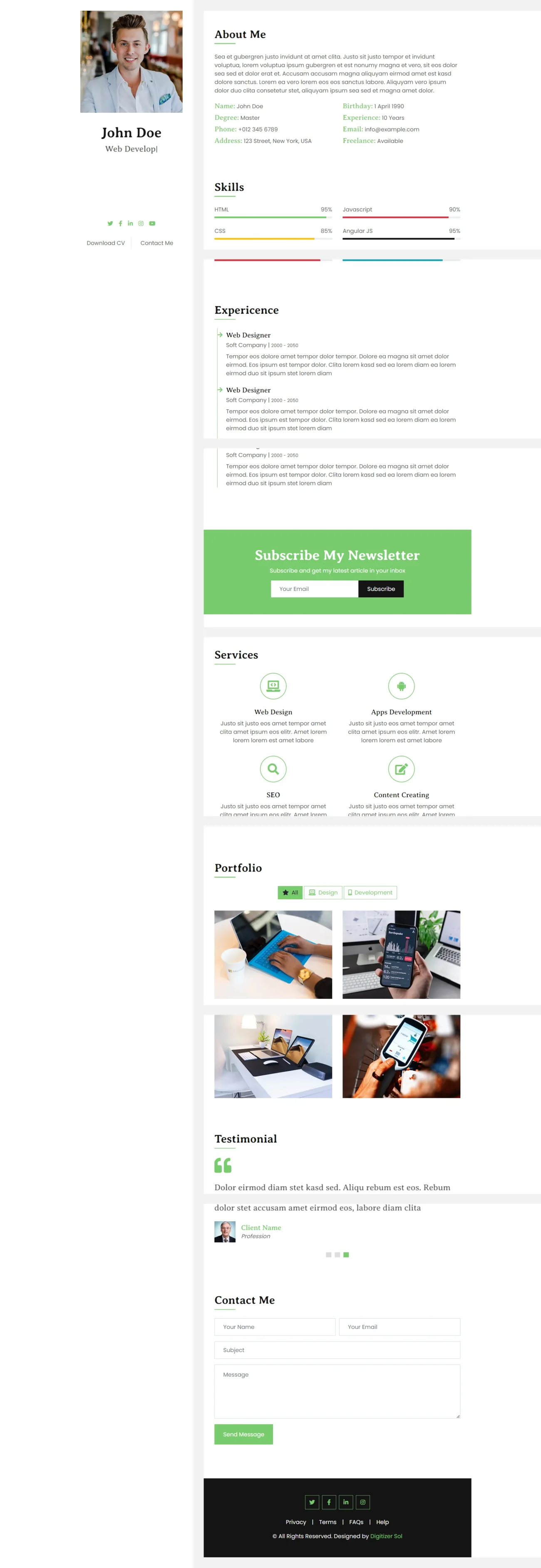 Personal Cv digitzer sol Website WordPress Themes