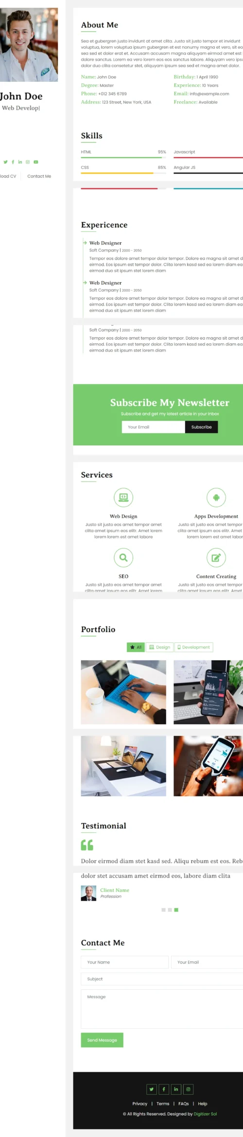 Personal Cv digitzer sol Website WordPress Themes